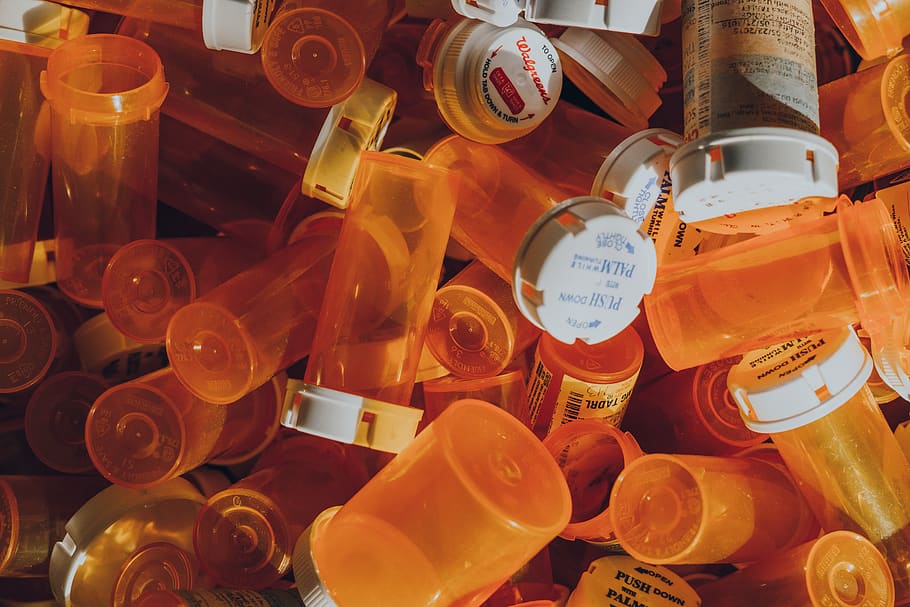 orange prescription bottle lot, beverage, drink, glass, medication, HD wallpaper