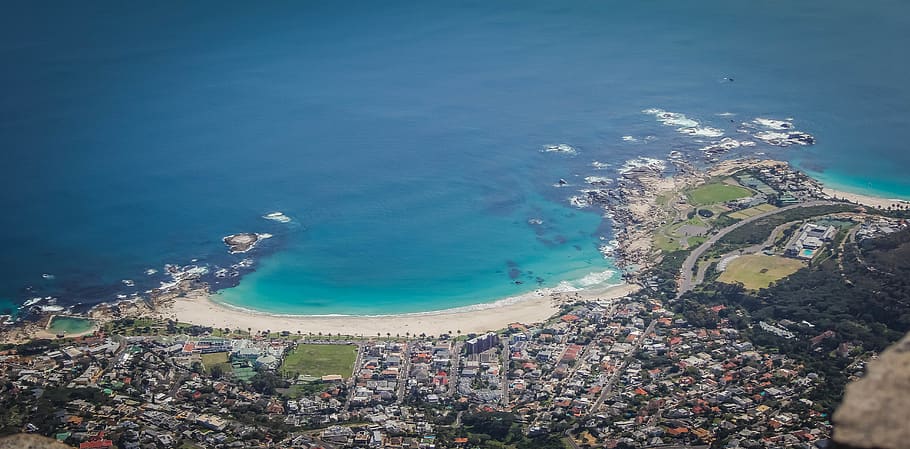 south africa, cape town, camps bay, beach, water, building exterior, HD wallpaper