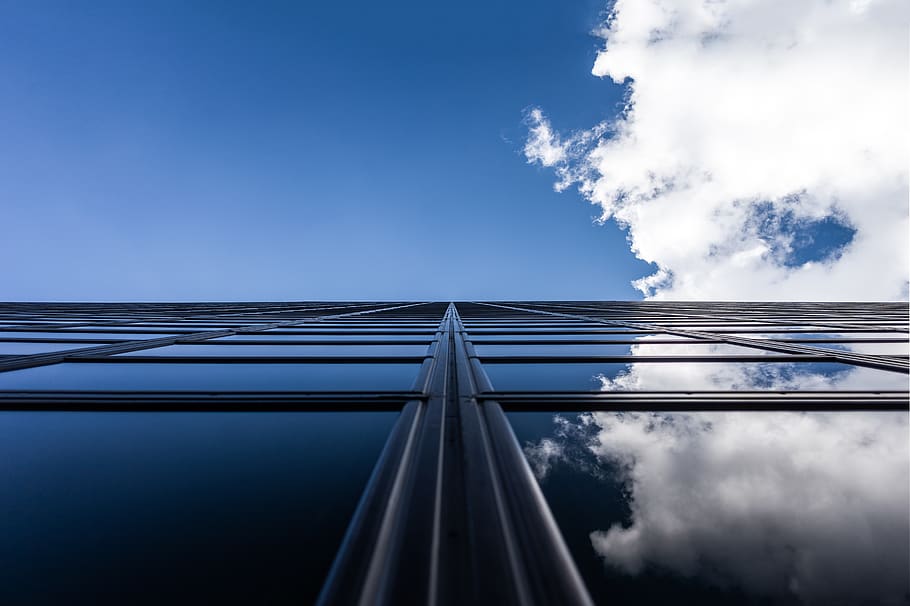 building, sky, glass, skyscraper, the hague, netherlands, cloud HD wallpaper