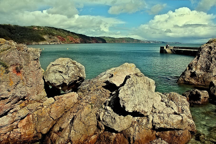 Babbacombe, Devon, sea, seashore, seaside, coast, coastal, coastline HD wallpaper