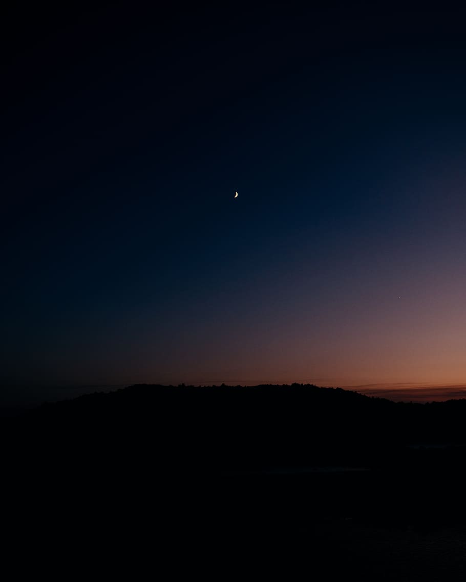 united states, beartooth mountains, sky, moon, silhouette, night HD wallpaper