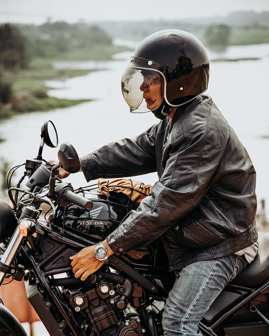 man riding on motorcycle, helmet, apparel, clothing, human, machine HD wallpaper