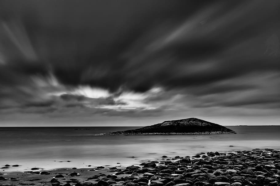 beach, rock, sea, water, sky, cloud - sky, beauty in nature HD wallpaper