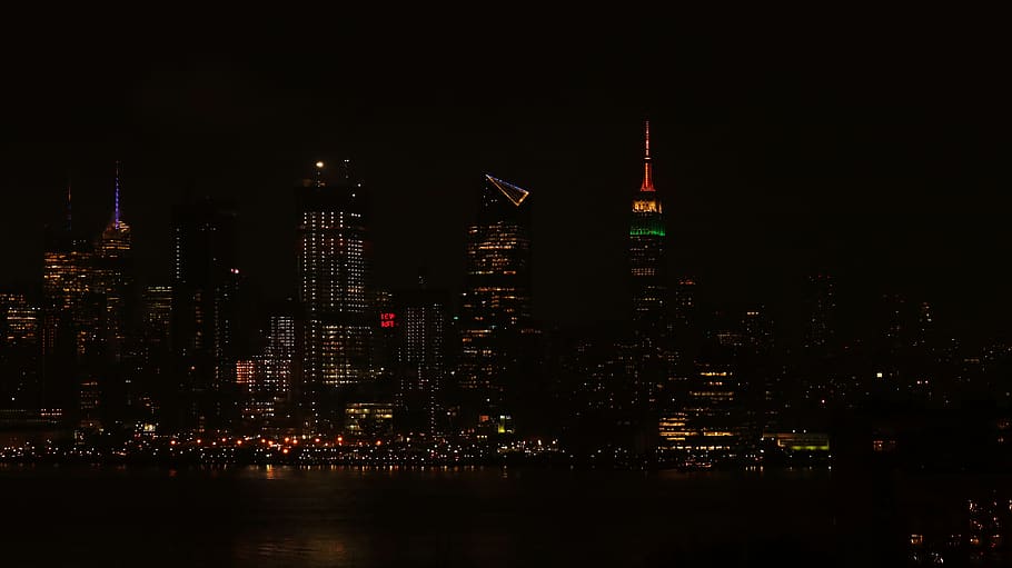 cityscale at night, building, hoboken, tower, united states, architecture HD wallpaper