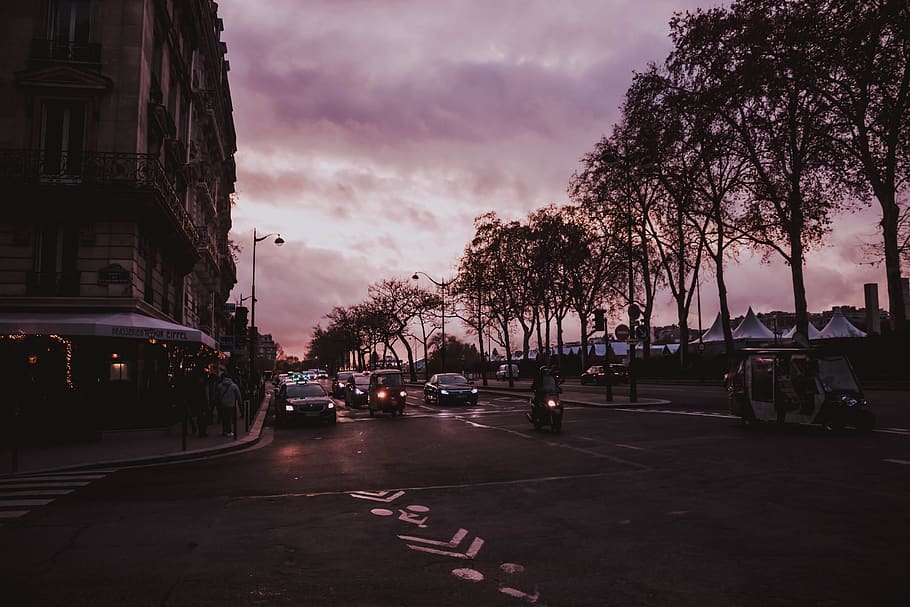 france, paris, pink, sunset, love, sky, architecture, city, HD wallpaper