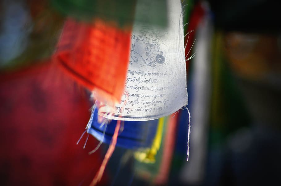 prayer flags, tibetan prayer flags, hanging, belief, religion