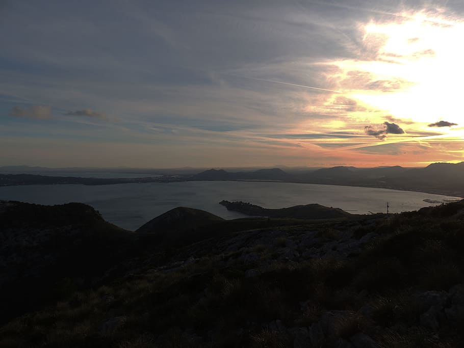 majorca, spain, sunset, sea, mountain, sky, beauty in nature HD wallpaper