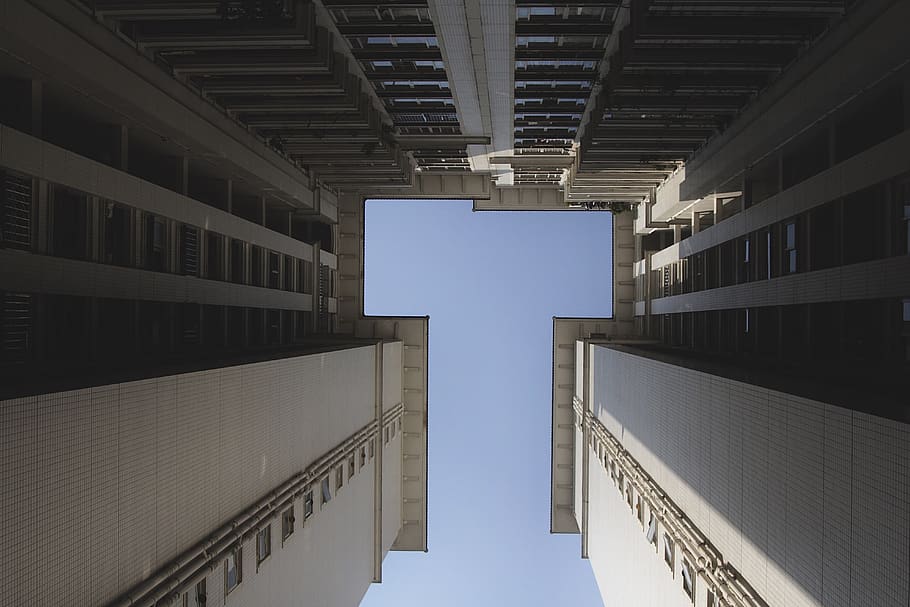 ant view concrete buildings, city, china, urban, guangzhou, sky HD wallpaper