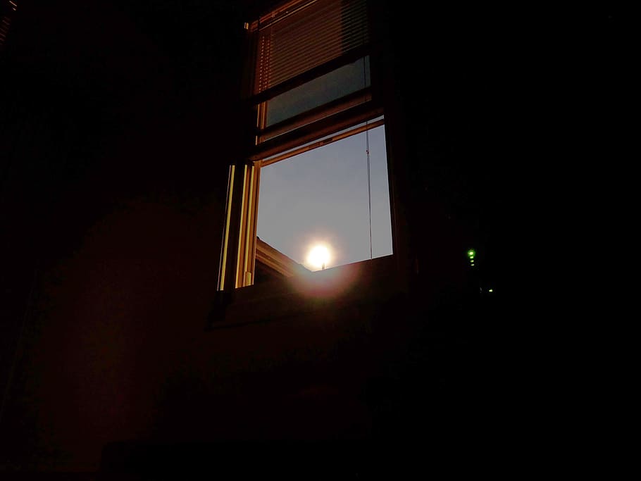 moon, shine, window, night, dark, illuminated, no people, architecture HD wallpaper