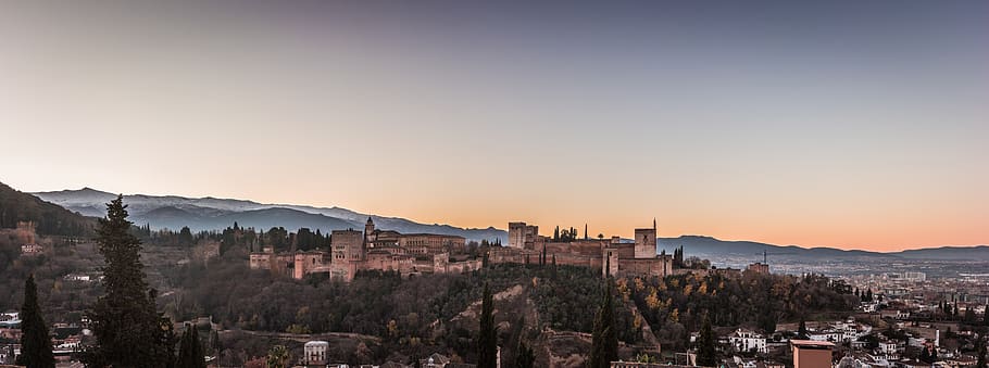 panoramic, alhambra, granada, dawn, arabic, viewpoint, architecture HD wallpaper