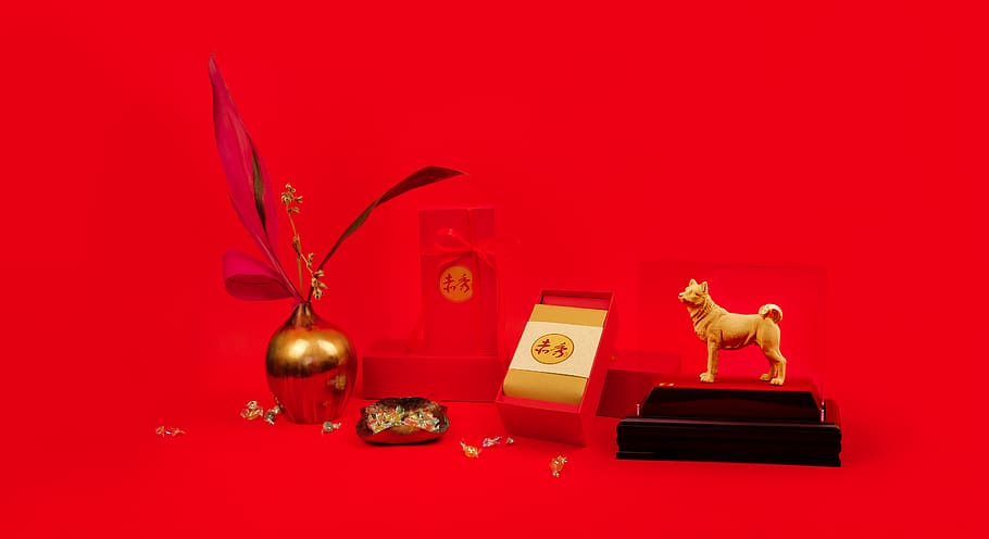 brown dog tabletop figurine, china, guangzhou, flower, decoration HD wallpaper