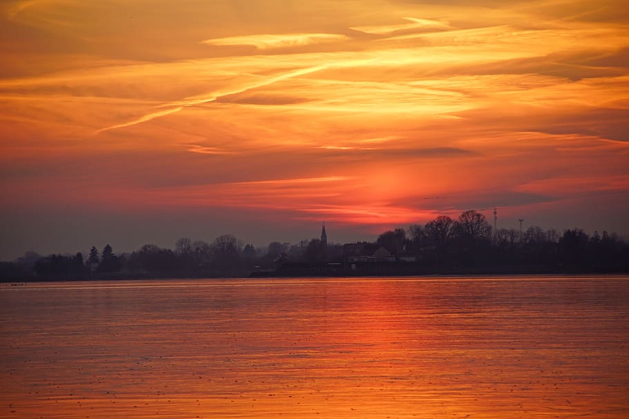 west, the sun, sky, twilight, clouds, landscape, sunrise, nature HD wallpaper