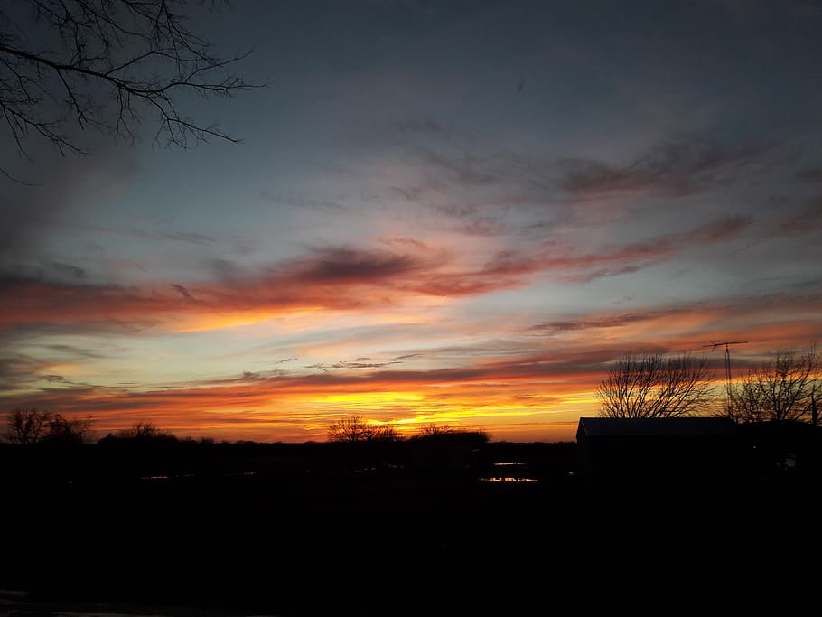 sunset, silhouette, sky, cloud - sky, beauty in nature, scenics - nature HD wallpaper