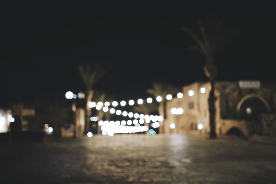 string lights on streets, lighting, path, walkway, israel, jaffa HD wallpaper