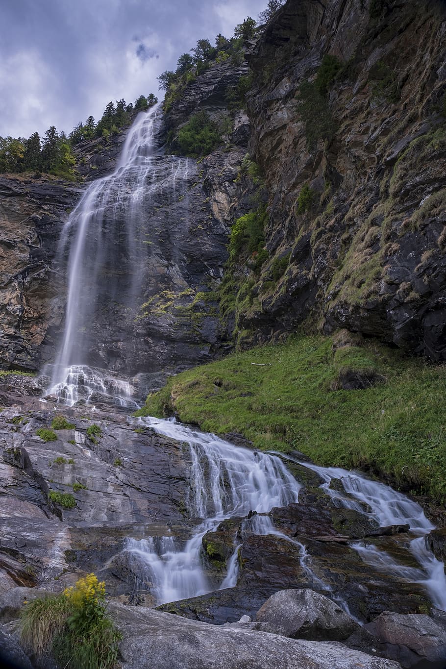 waterfall, river, bach, flow, movement, racing, rock, stones HD wallpaper
