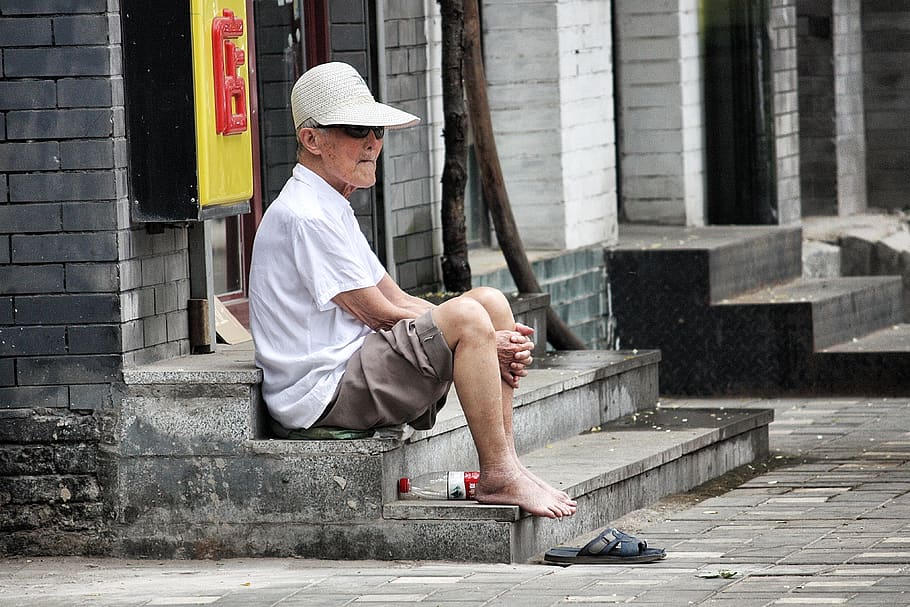 man wearing white cap, person, human, people, china, beijing HD wallpaper