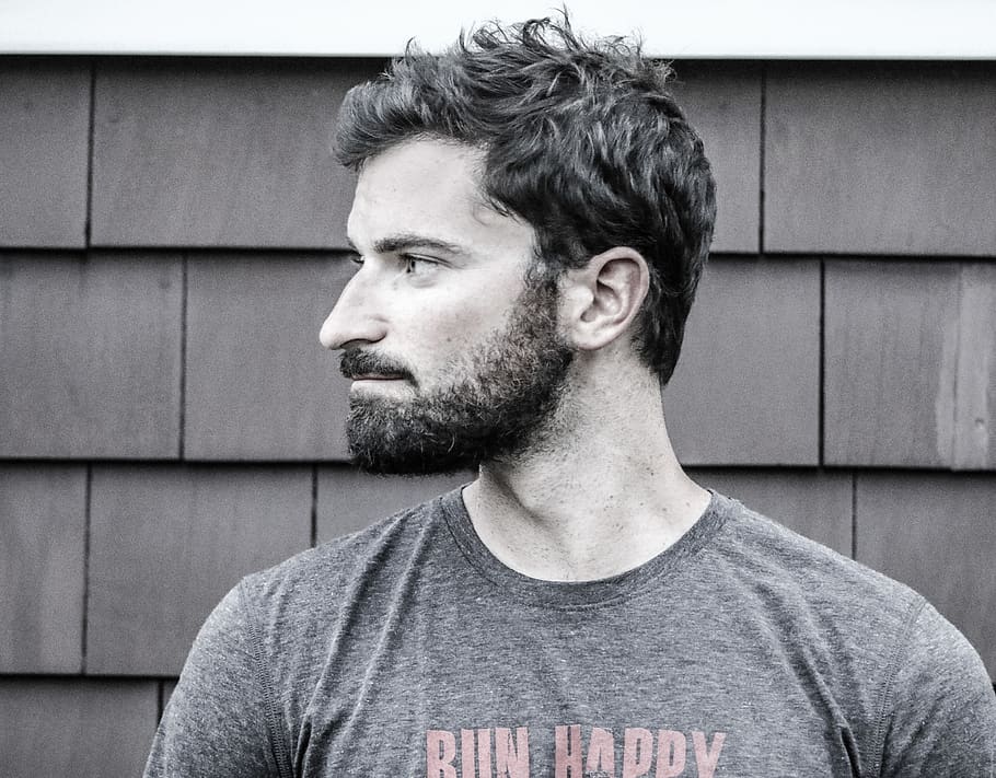 night, outside, beard, man, one person, headshot, real people HD wallpaper