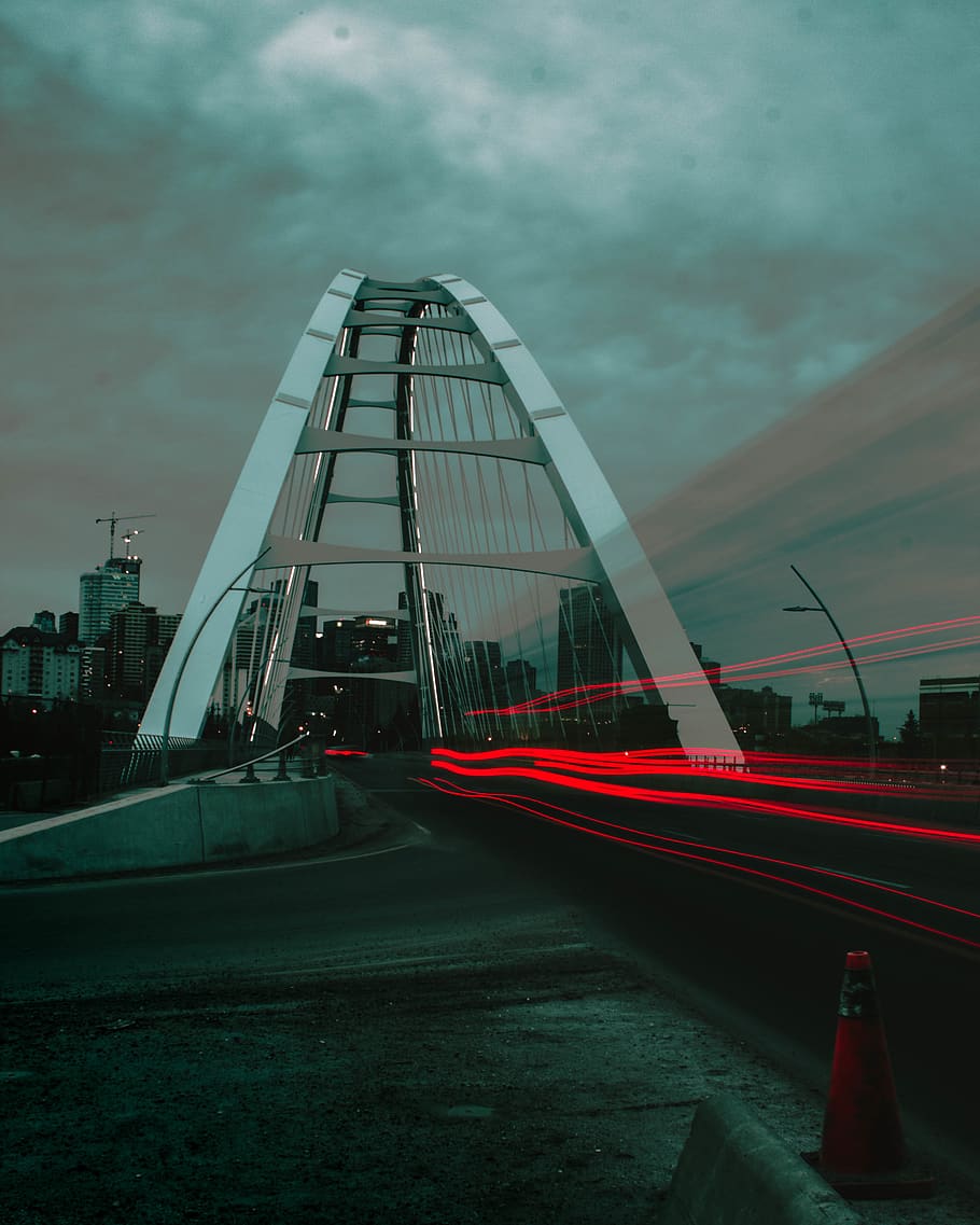 bridge, lights, long exposure, night, architecture, built structure HD wallpaper