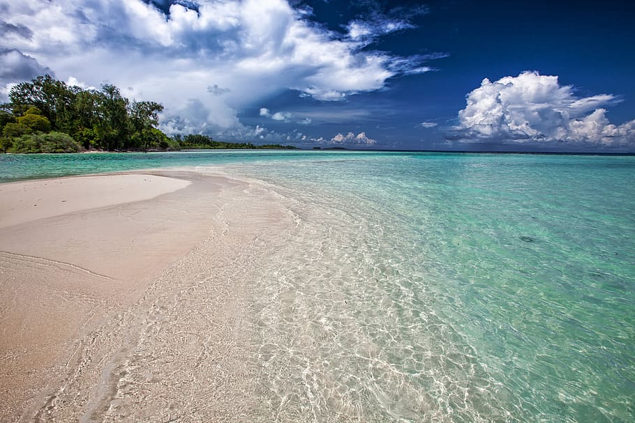 Seashore Near Body of Water, bay, beach, clouds, coast, daylight HD wallpaper
