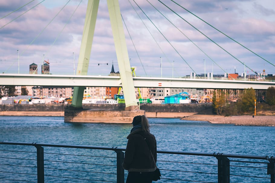 cologne, köln, city, river, bridge, water, rear view, built structure HD wallpaper