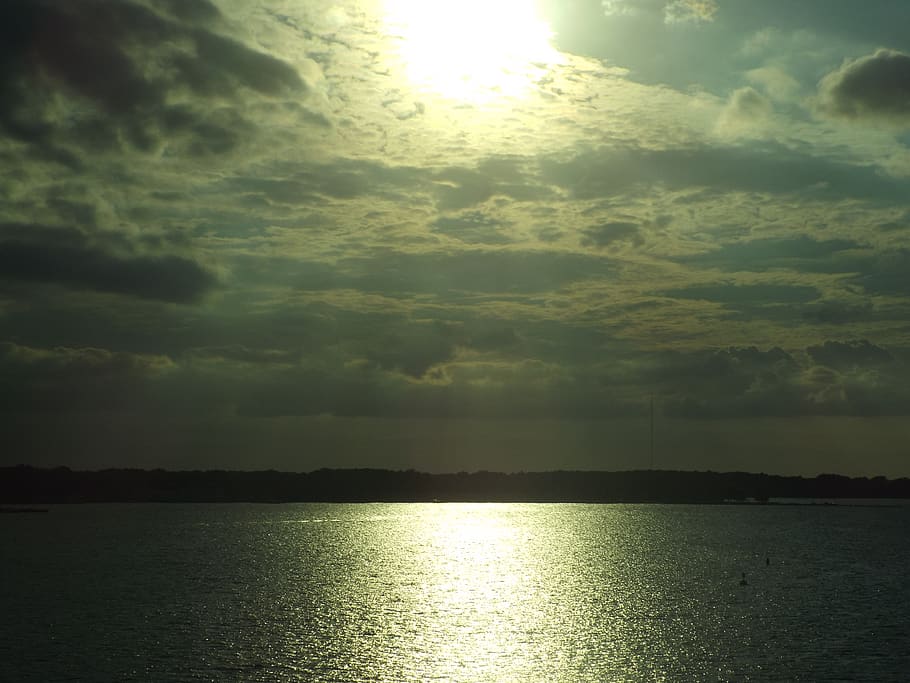 chesapeake bay, sunset, seascape, cloud - sky, water, tranquility, HD wallpaper