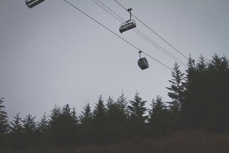 canada, whistler, forest, cold, trees, mountain, winter, ski lift HD wallpaper
