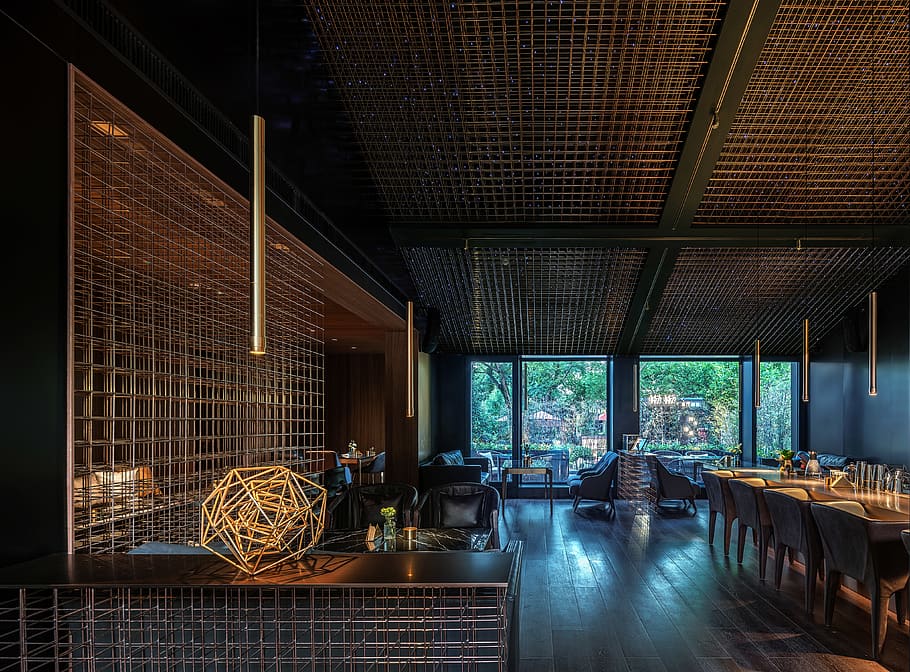 inside bar photo, architecture, built structure, indoors, seat HD wallpaper