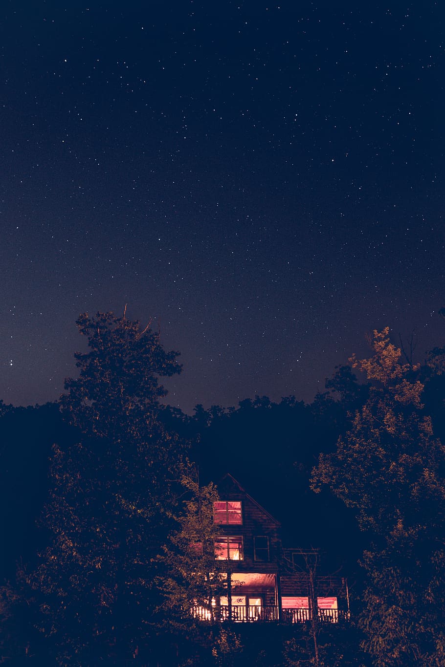 brown house beside trees, great smoky mountains, united states HD wallpaper