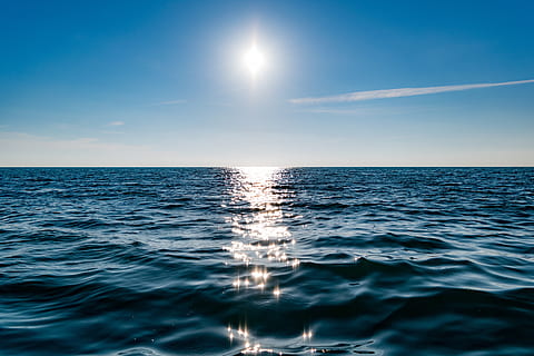 horizon, ocean, reflection, sea, seascape, sky, sun, water HD wallpaper