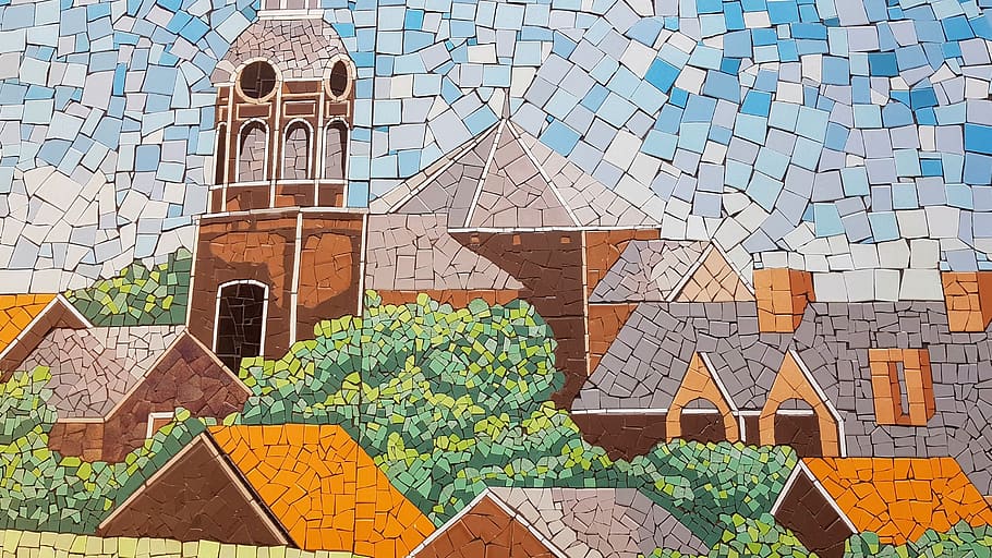 mosaic, leuven, wall, art, belgium, town, historical, built structure, HD wallpaper