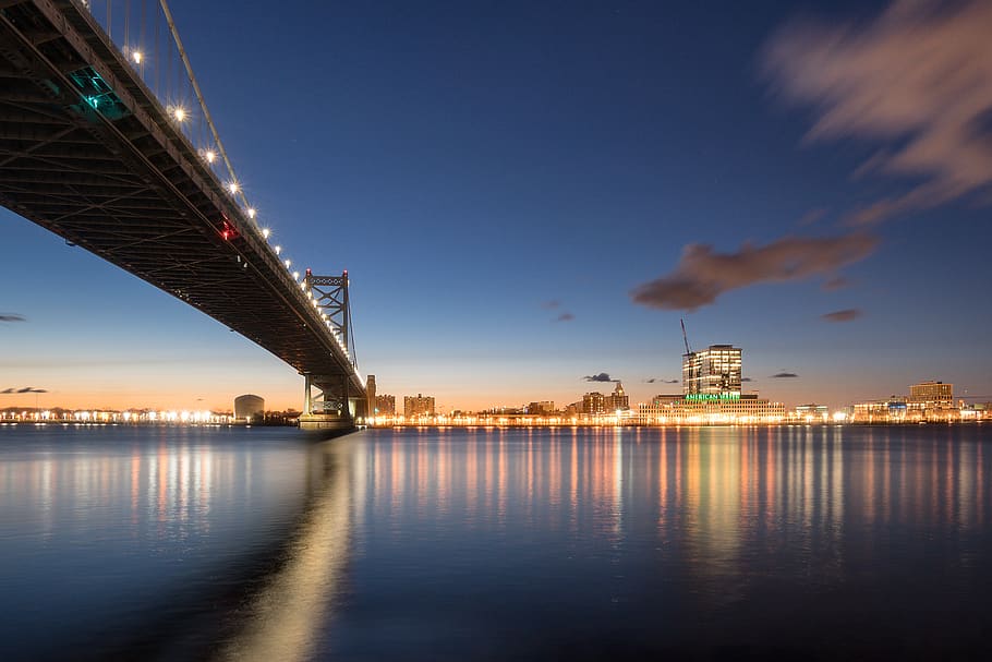 San Francisco bridge, architecture, water, illuminated, sky, built structure HD wallpaper