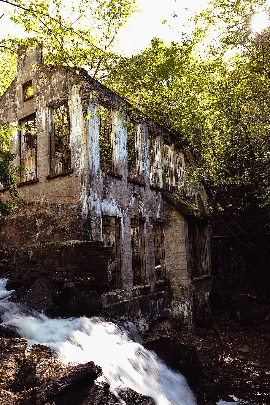 canada, ottawa, waterfall, stream, ruins, mine, building, factory HD wallpaper