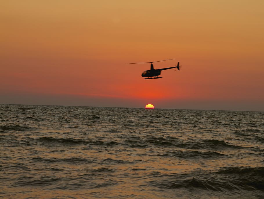 sunset, sky, orange color, sea, horizon over water, beauty in nature HD wallpaper