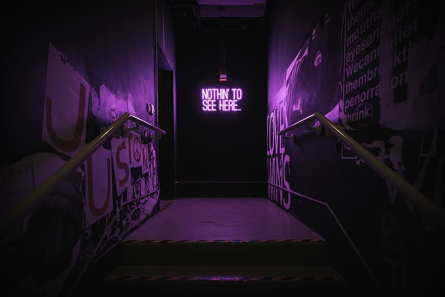 Photo of Neon Signage, dark, design, graphic, hand rail, illuminated, HD wallpaper