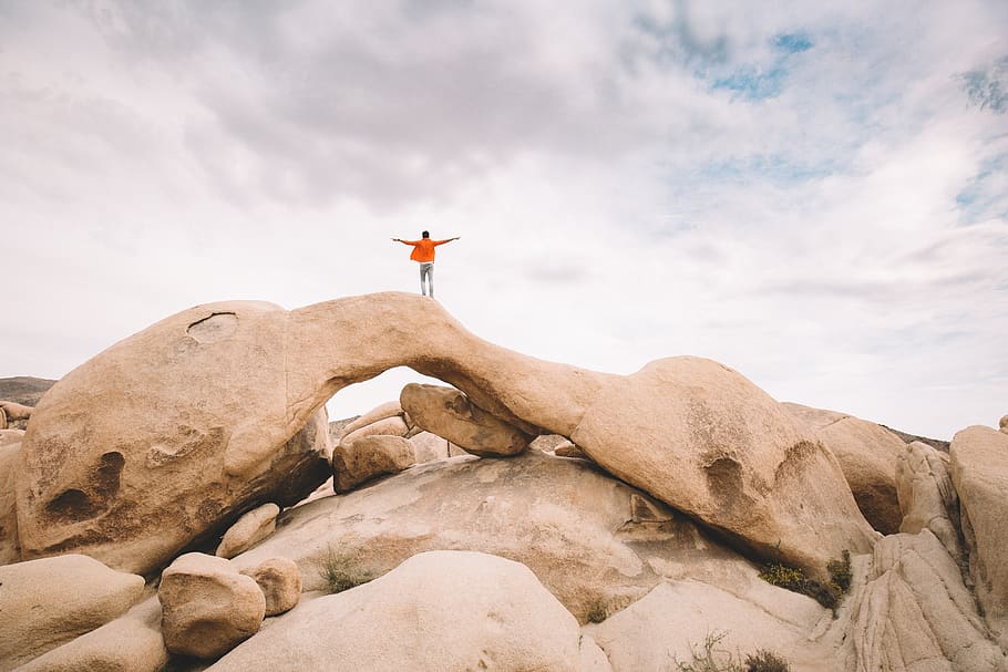 cloud, man, np, park, national park, joshua tree, ca, self portrait HD wallpaper