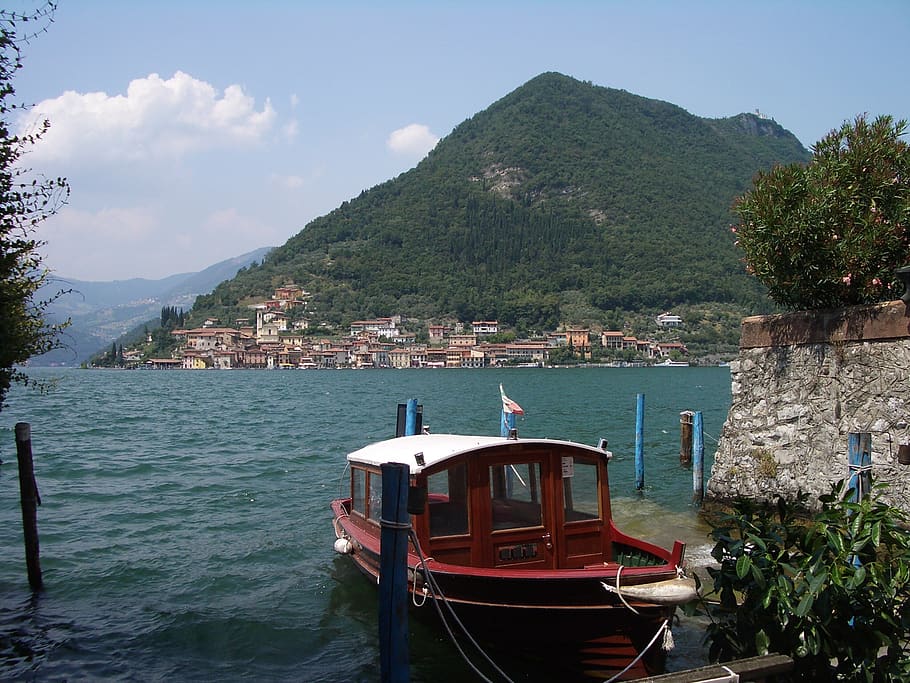 lake iseo, italy, nautical vessel, mode of transportation, water, HD wallpaper