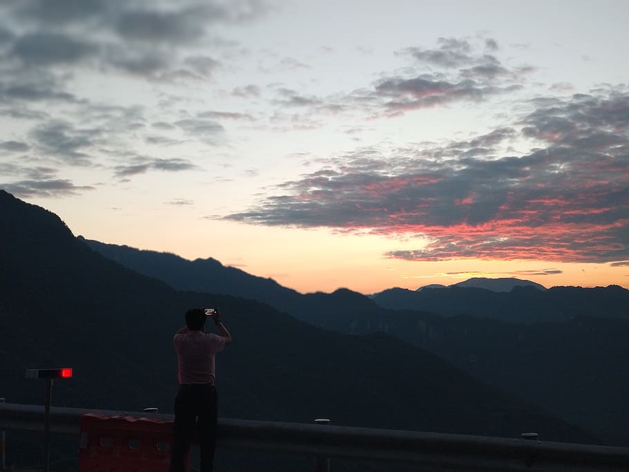 china, shennongjia national geopark, nature, sunset, take photo by phone, HD wallpaper