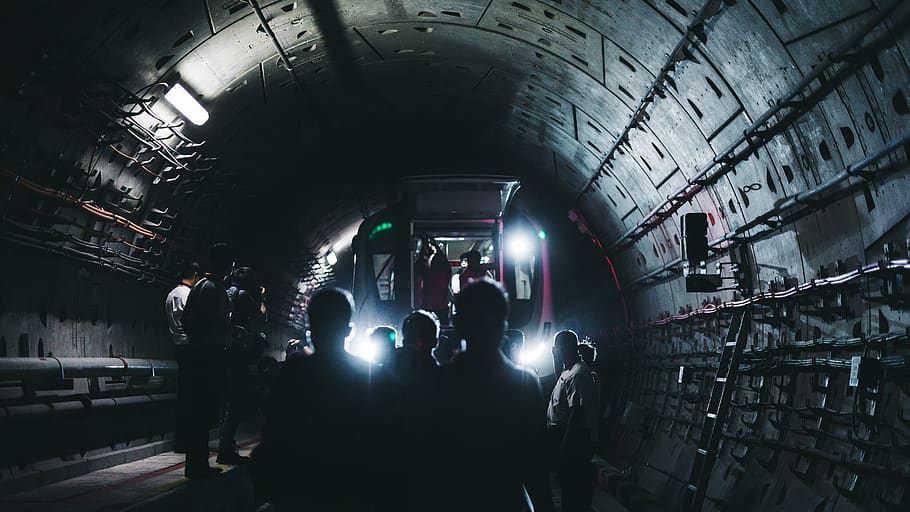 train, tunnel, underground, group of people, real people, indoors HD wallpaper