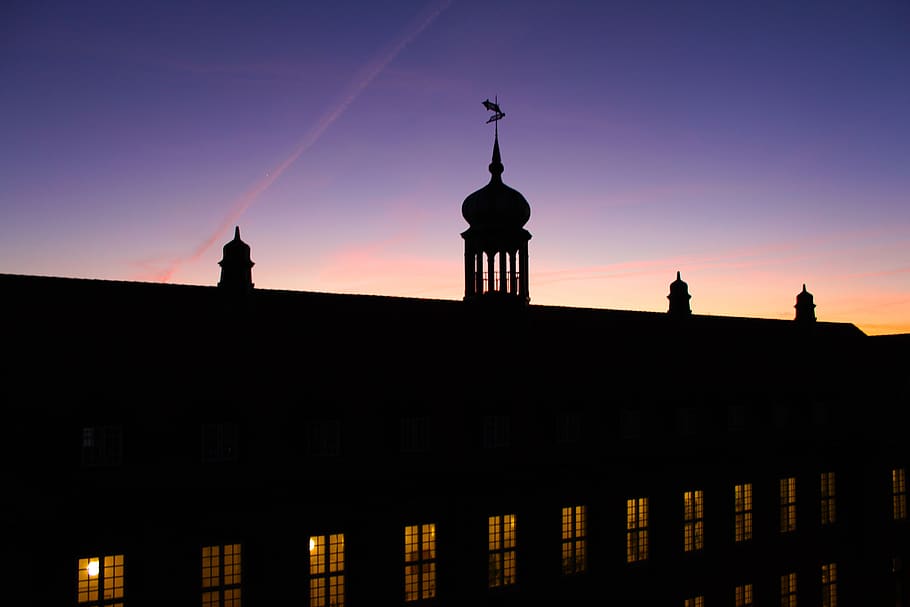 denmark, aarhus, sky, building, colorful, sunset, evening, architecture HD wallpaper