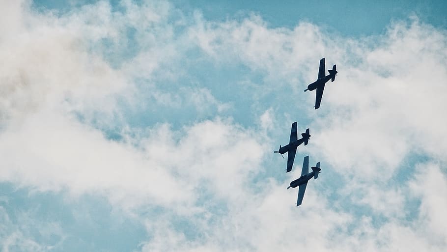 plane, sky, airshow, flying, cloud - sky, low angle view, air vehicle HD wallpaper