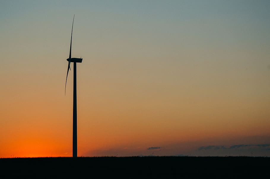 windmill, sunset, dusk, sky, orange, landscape, silhouette HD wallpaper