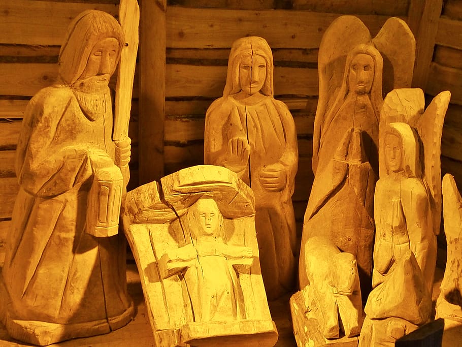 crib, hl, family, christmas, stall, wood, figures, carving, HD wallpaper