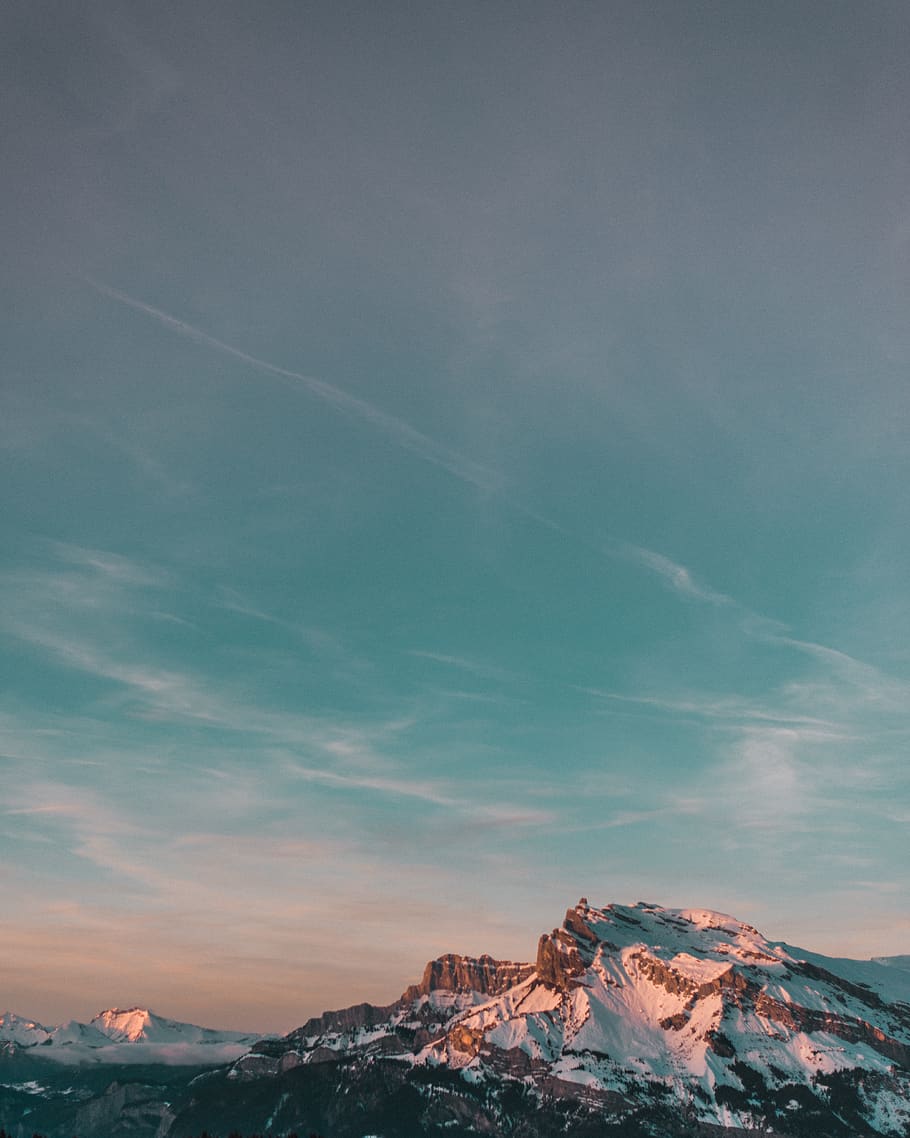 Landscape Photo of Snow Covered Mountain, beautiful, clouds, long exposure HD wallpaper