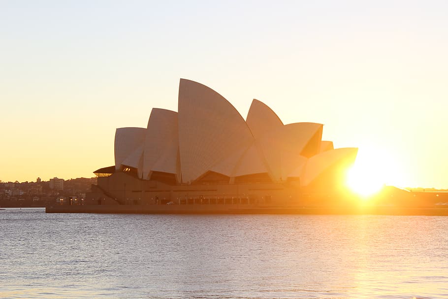 australia, sydney, sky, water, sunset, building exterior, architecture HD wallpaper