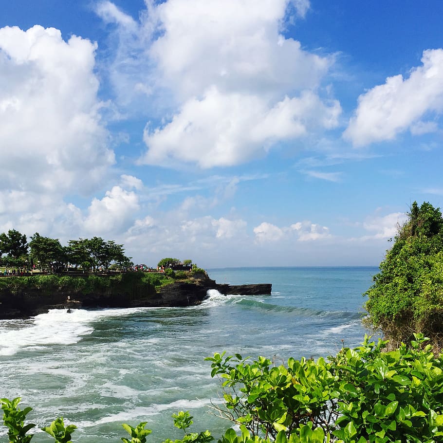 indonesia, kediri, jl. tanah lot, green, bali, blue, sky, ocean, HD wallpaper