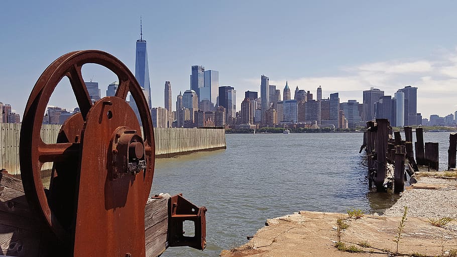 New York City Lower Manhattan viewed from Central Railroad of New Jersey terminal in Liberty State Park New Jersey., HD wallpaper