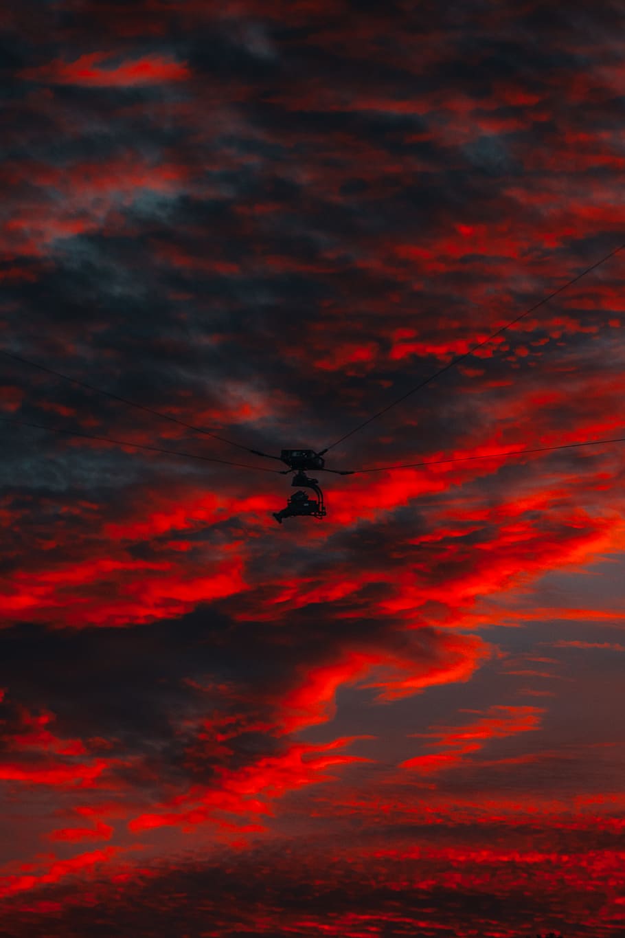 clouds, colors, dark, dark clouds, drone, evening, golden hour HD wallpaper