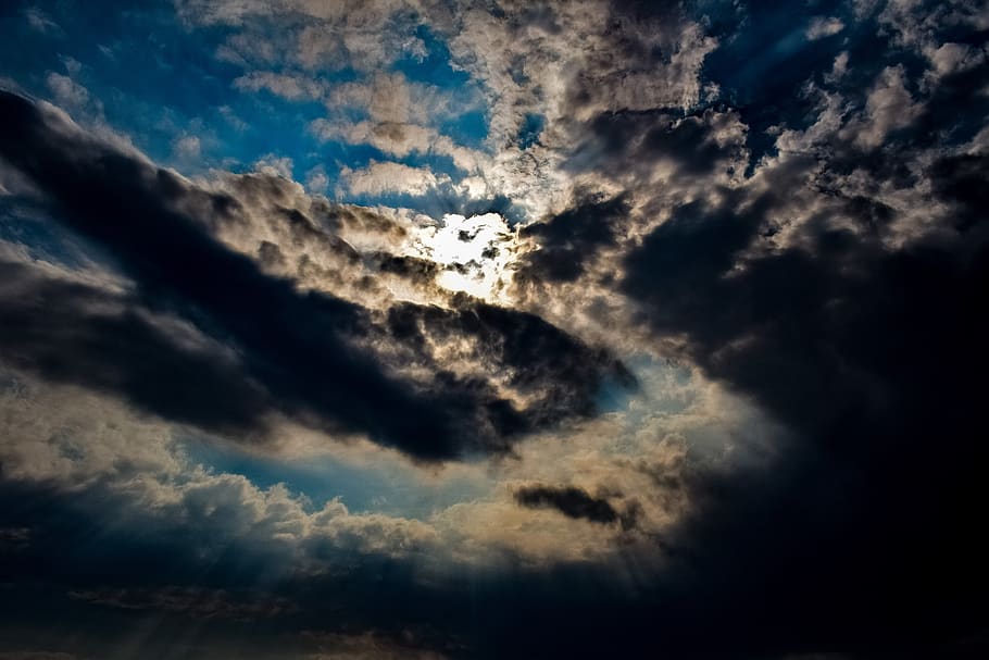 clouds, sky, weather, nature, light, heaven, sunlight, sunbeam, HD wallpaper