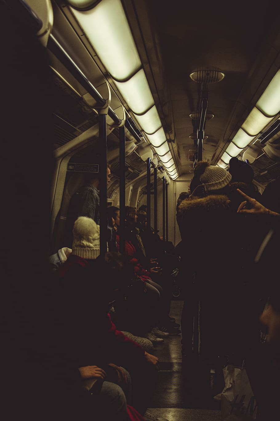 people sitting and standing inside train, public transportation HD wallpaper