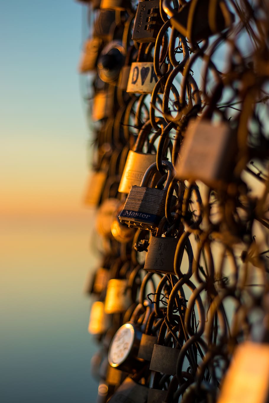 gray Master padlock lot, bicycle, bike, transportation, vehicle HD wallpaper